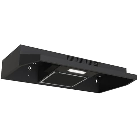 Zomagas Under Cabinet Range Hood 30 inch, Ducted/Ductless Convertible Kitchen Stove Hood, Stainless Steel Vent Hood w/Rocker Button Control, 2 Speeds Exhaust Fan, 280CFM, Black Cover