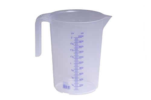 Hünersdorff Jarra graduada 2.000 ml, PP, 2 escalas Asa abierta, transparente y apilable