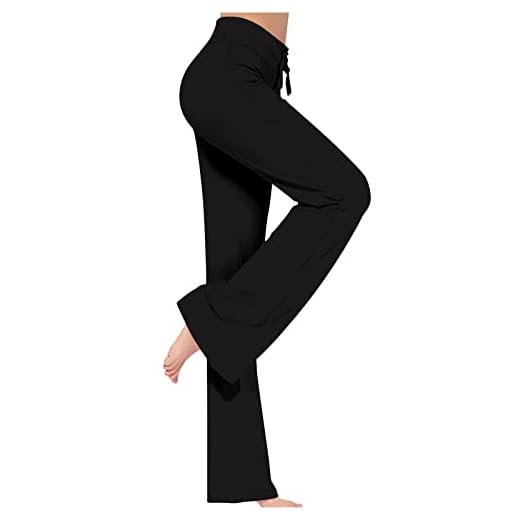 Pantalon Femme Chic Et Elegant Yoga Bootcut Long Casual Fluide été Taille Haute Contrôle du Ventre Pantalon de Sport pour Fitness Yoga Gym