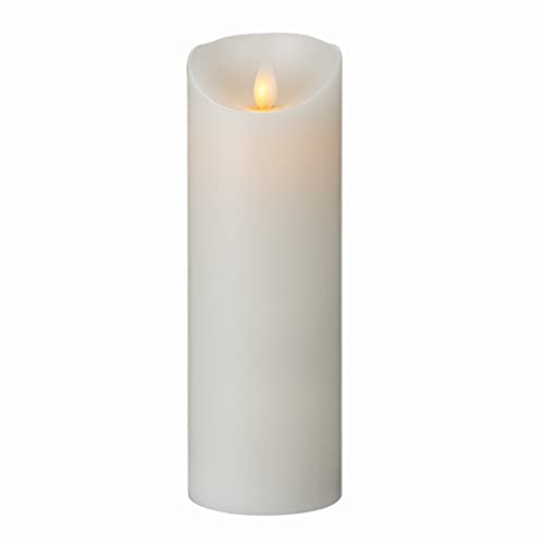 Image of Fire Tek 3 x 8.7 Inch Flameless Pillar Candle, 1 Programable LED Pillar Candle - Dancing Flame, For Home, Weddings, And Parties, White Real Wax Battery Pillar Candle, Remote Sold Separately,