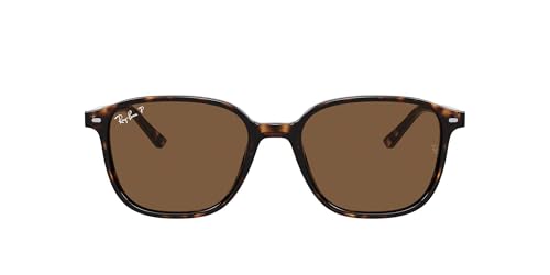 Ray-Ban Unisex RB2193 Leonard Square Sunglasses, Tortoise/Polarized B-15 Brown, 53 mm