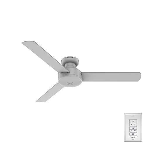 Hunter - Presto Indoor Low Profile Ceiling Fan, Wall Control, 52-inch, Dove Grey, Casual-style, Bedroom Ceiling Fans, 52406, for living rooms, home offices, kitchens thumbnail 14
