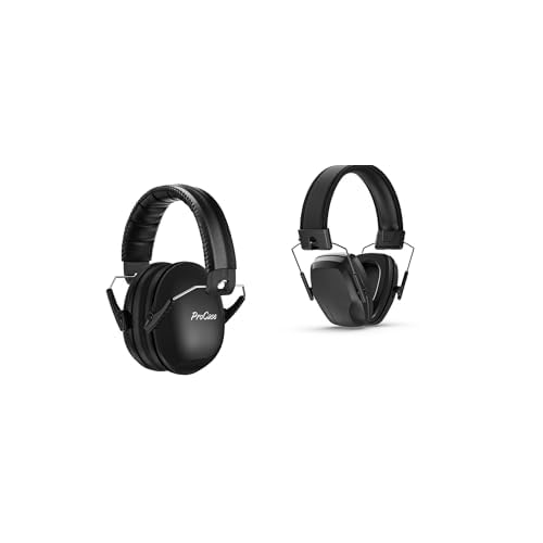 ProCase Noise Cancelling Headphones for Kids Toddler SNR 27dB Bundle with SNR 29dB Hearing Protection Ear Muffs -Black