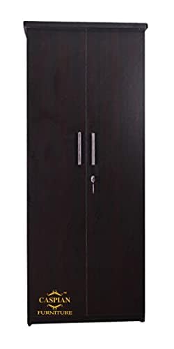 Image of CASPIAN Engineered Wood 2 Door Wardrobe (Walnut Brown) | Pre Assembled Home Furniture | Cupboard /Almirah for Bedroom Clothes Storage Organizer with 5 Shelves & 2 Drawers