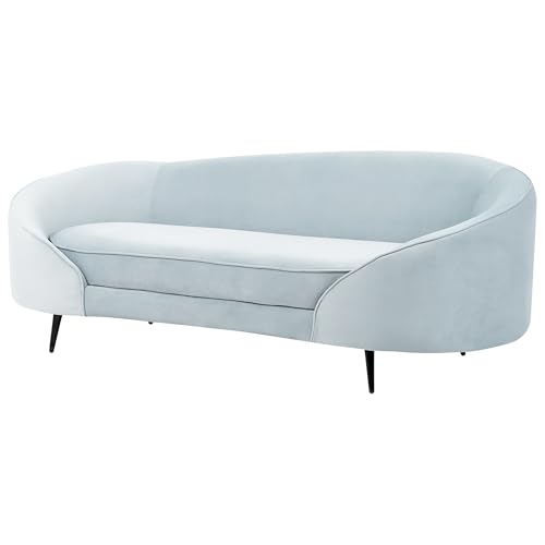 Beliani 3er Sofa Samt blau gebogen oval mit schwarzen Metallbeinen Retro Glamourös Savar – Bild 5