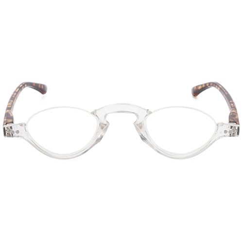 ABETOS Half Moon Reading Glasses Blue Light Blocking Computer Readers Spring Hinge Small Retro Half Frame Eyewear, Transparent&Tortoiseshell 2.0