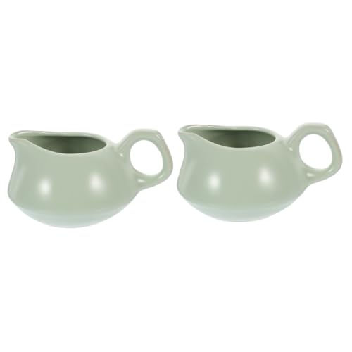 VILLFUL 2pcs Boat Gravy Plate Condiment Cup Gravy Dish Milk Gravy Boat Porcelain Saucier Sauce Container Serving Sauce Pitcher Seasoning Jar Gravy Boats Gravy Saucer Holder Ceramics Green