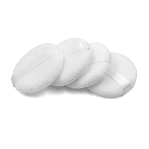Zvrlampro 4 Pieces Cotton Powder Puff, Soft Makeup Puff for Loose Powder Foundation, Face Puff Pads Body Cosmetic Foundation (White, 3.15 Inch)