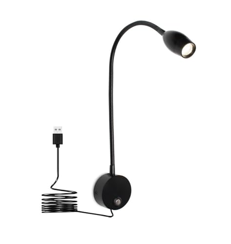 Lámpara de pared LED regulable 3W foco de lectura para cabecero de cama y estudio