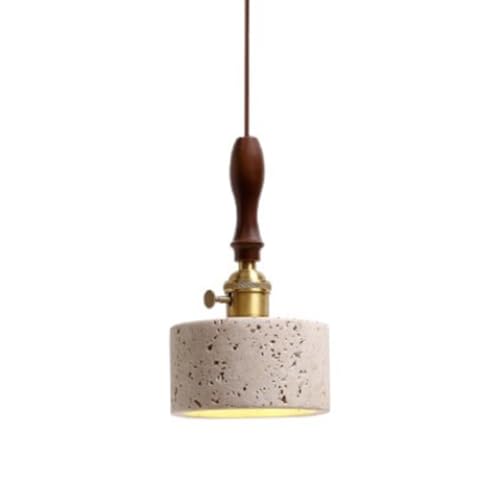 Lámpara colgante travertino amarillo para iluminar pasillos oscuros con piedra natural cilíndrica