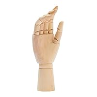 Juvale Wooden Hand Model - 7-Inch Brown Art Deco - Posable Hand Model for Drawing & Sketching, Art Reference - Movable Figure for Jewelry Display