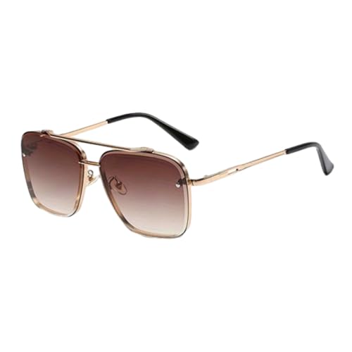 Pickelect Sunglasses, Retro Gradient Sunglasses UV400 Protection, Cut Edge Metal Square Frame Glasses