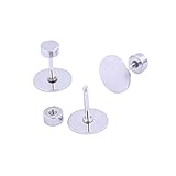 80pcs Stainless Steel Screw Back Earring Posts 8mm Pad Flat Bezel Blanks DIY Studs for Jewelry Making Supplies