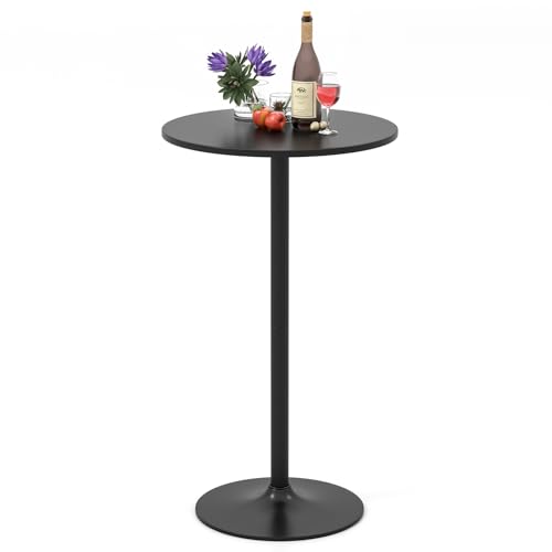 COSTWAY Table Bistrot Ronde, Table de Bar 101,5 cm, Hauteur Transformable en Table Basse 56 cm, Plateau Peint, Base en Métal, Tables d'Appoint Ronde pour Bar, Salle à...