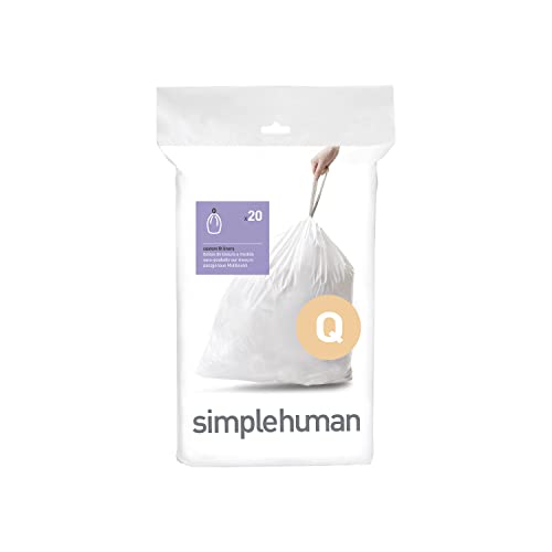 simplehuman Code Q Custom Fit Drawstring Trash Bags in Dispenser Packs, 20 Count, 50-65 Liter / 13.2-17.2 Gallon, White by simplehuman - Used condition - US$8.23