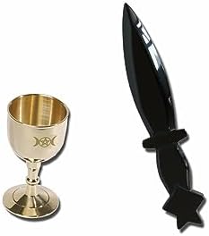 Juego de wicca de cáliz de obsidiana Athame y latón, piedras prec...