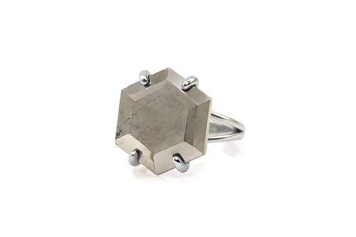 Bague hexagone en pyrite de style bohème le cadeau personnalisé idéal pour femme