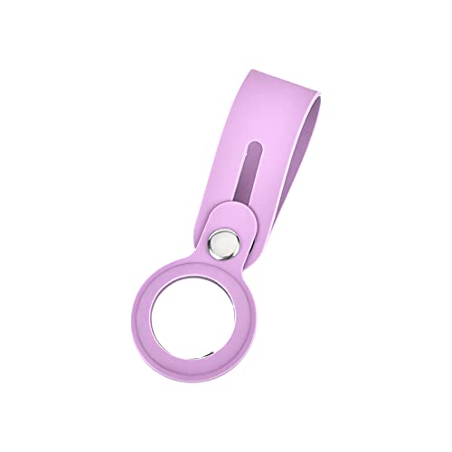 Image of FOSO() Silicone Loop Case for Apple Airtag - Key Finder Secure Holder with Buckle Protector Skin Cover with Long Strap for Apple Bluetooth Item Tracker Soft Keychain Locator Luggage Tag (Purple)