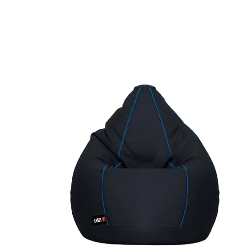 Image of Bean Bag Cover (Without Beans) Single Color PIPEIN Original Faux Leather for Home Decor Bean Bag Ideal for Office and Home-New (4XL, Black)