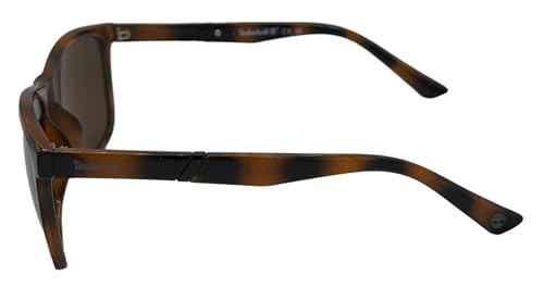 Timberland Sunglass Mens Dark Havana Rectangle Plastic, Brown Lens TB7289. 52E3