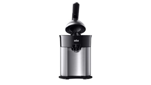 Braun CitrusQuick 7 Presse-agrumes électrique, presse-agrumes avec bras de levier, arrêt de goutte, bec direct pour verres hauts, pièces lavables au lave-vaisselle, 160 W, noir (CJ7050BK)