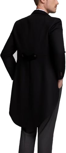 Men's 3 Piece Tuxedo Suit Formal Swallow Long Tailcoat Performances Party Wedding Double Breasted Vest Pants M Black2