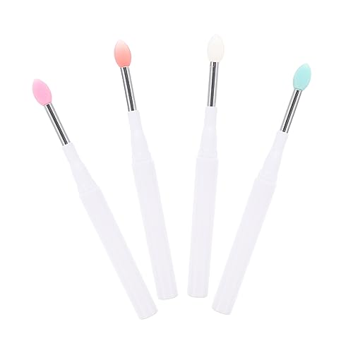 WRITWAA 4Pcs Silicone Lip Brush with Cover Durable Non Scratchy Applicators for Lip and Eyeshadow Makeup Stylish Design for Fashion Lovers for Cosmetics and Beauty Supplies