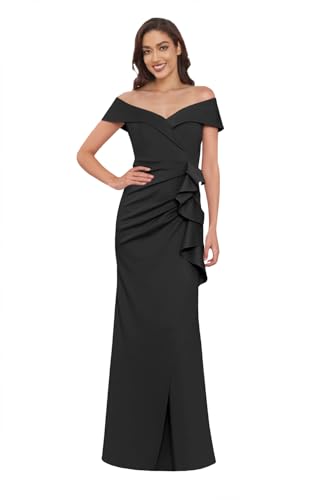 Off Shoulder Ruched Mother of The Bride Dress for Women 2025 Side Ruffled Long Formal Mermaid Grandmother of The Groom Dress