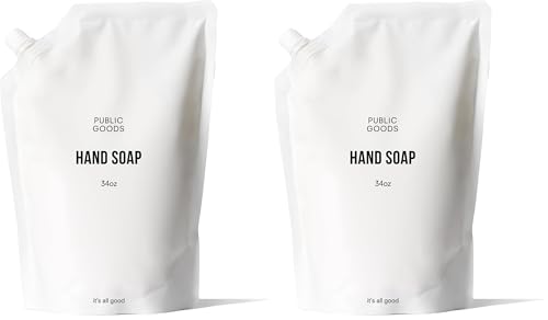 Public Goods Hand Soap | Cleansing Soap for Kitchen & Bathroom | Made with Natural Essential Oils | Paraben & Sulfate Free | Vegan Friendly | 34 Fl Oz Refill (Pack of 2)