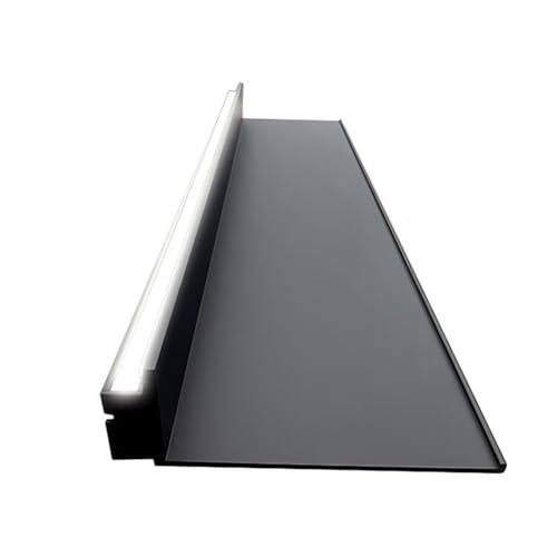 1 estante de pared flotante LED – Estante de pared de aleación de aluminio para plantas o libros – Almacenamiento decorativo emisor de luz para dormitorio, sala de estar, oficina, color negro, 60 x 20