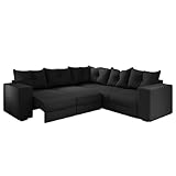 Sofá de Canto Retrátil 5 Lugares Veludo New Qatar Preto Selmer