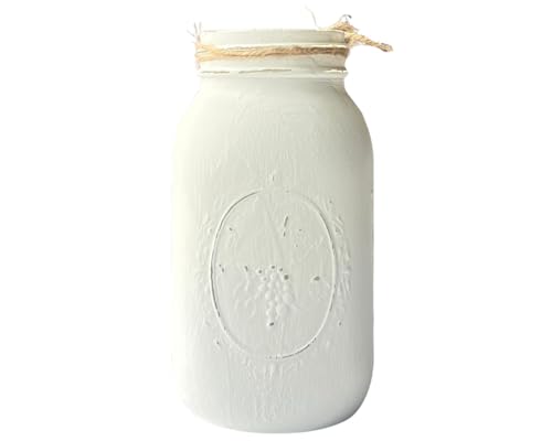 Elegant White Mason Jar Centerpiece – 32 oz Hand-Painted Rustic Decor for Weddings, Baby Showers, and Bridal Celebrations - Image 4
