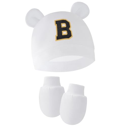 Baby Caps & Mittens Set Comfortable Cotton Newborn Caps with Scratch Prevention Mittens Set for Newborns 0 to 2 Months