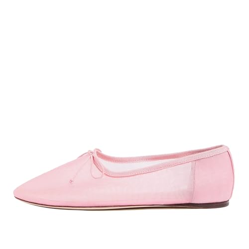 Mesh Ballet Flats for Women Elegant Bows Round Head Design Comfortable and Breathable Shoes Perfect for Weddings