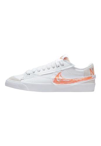 NIKE - Zapatillas Blazer Low '77 Jumbo Blazer Low '77 Jumbo en Cuero, Blanco-Naranja (4.5)