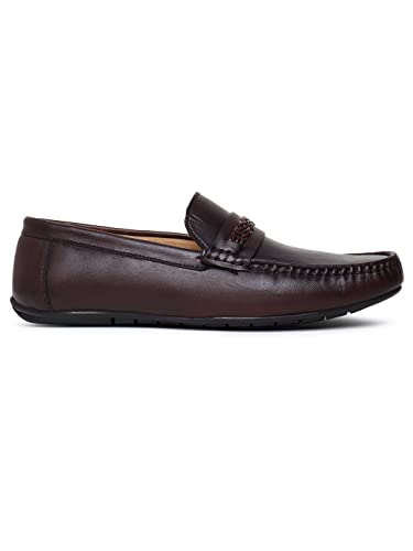 Image of Teakwood Men Solid Genuine Leather Brown Loafers