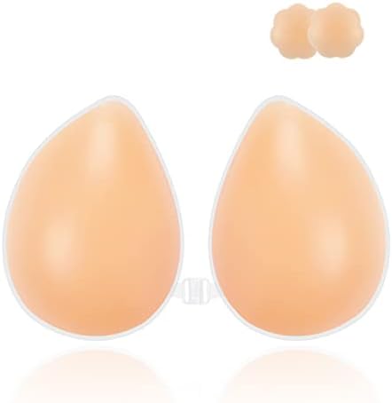 Niidor Adhesive Bra Strapless Sticky Invisible Push Up Bra for Backless Dress with Nipple Covers