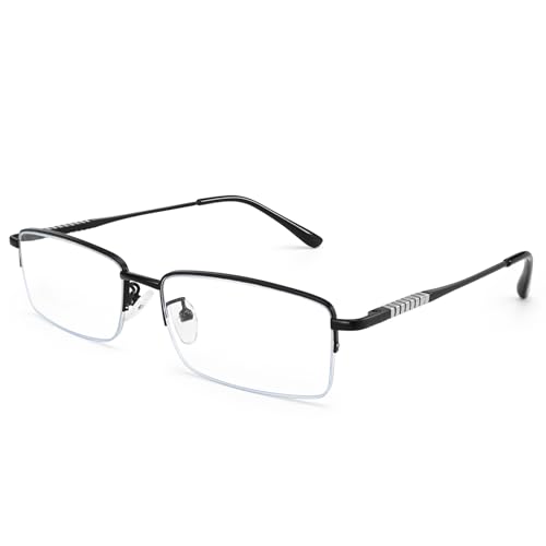 Image of Dollger Rectangle Blue Light Glasses for Men Metal Anti Bluelight Blocking Glasses for Computer Fashion Eyeglasses Small Half