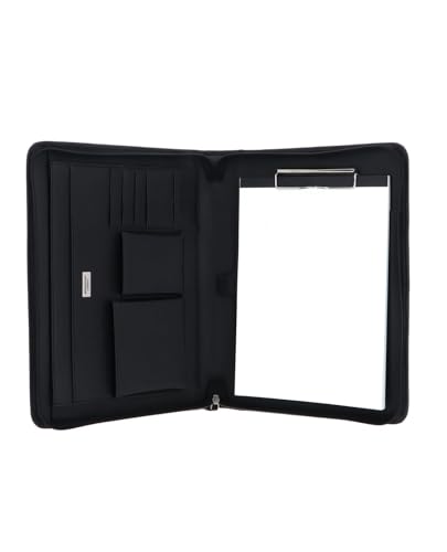Bodenschatz Schreibmappe/Notebook/Portfolio DIN A4 schwarz James, aus echtem Rindleder mit Fächern und Block, perfekt für Meeting oder unterwegs