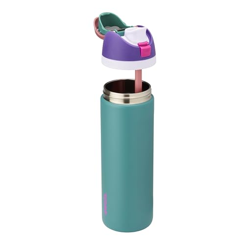 Image of Owala FreeSip Insulated Stainless Steel Water Bottle with Straw, BPA-Free Sports Water Bottle, Great for Travel, 24 Oz, 80s Ski Slopes