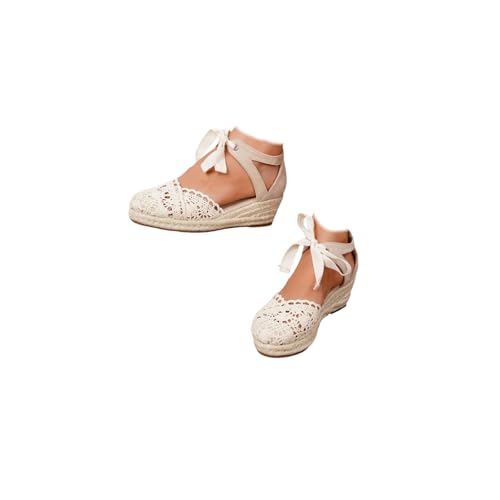 Chaussures à lacets espadrilles compensées femmes, sandales été plateforme confort