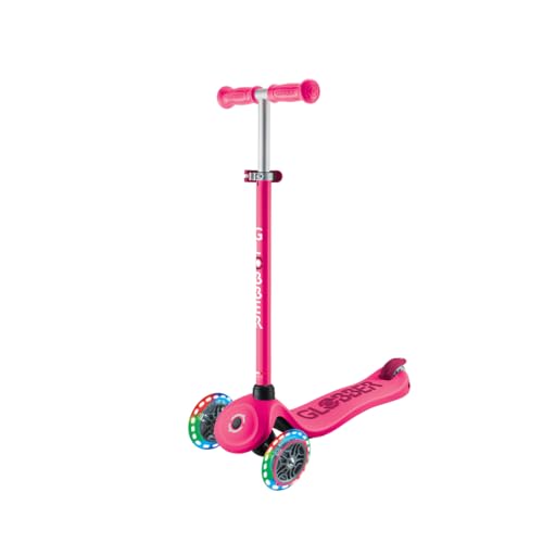 Globber - GO•UP Sporty Lights - Skalierbarer Tretroller, 3 R&auml;der mit Sitz, f&uuml;r Kinder von 15 Monaten bis 6 Jahren, Rosa