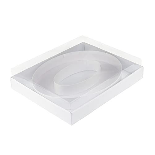 WENPACK 12.5\" Cardboard Number 0 Shaped Mache Decorative Strawberries Fillable Sweets Candy Box with Clear Lid (White, 0)