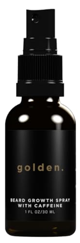 Golden Grooming Beard Growth Spray – Natural Biotin & Vitamin E Formula to Boost Beard Growth, Thickness & Strength (Single)