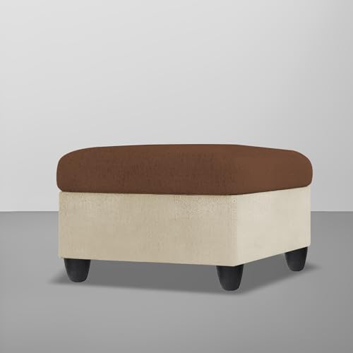 Image of BRAXTON Brody 3 Seater Sofa with Ottoman Set for Living Room (Cream Brown Fabric) Premium Fabric Sofa