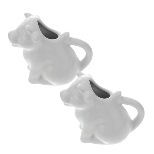 TOVINANNA Jarra de Cerámica de Color Claro con Forma de Animal para Leche y Salsa, Ligera y Práctica, Pack de 2 Unidades Adecuado para Hotel y Comedor