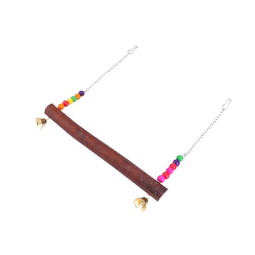 Toddmomy Parrot Wooden Swing with Beads Hanging Bird Swing for Parrots for Climbing and Exploring Safe Material Design Engaging Bells for Your Bird Playtime