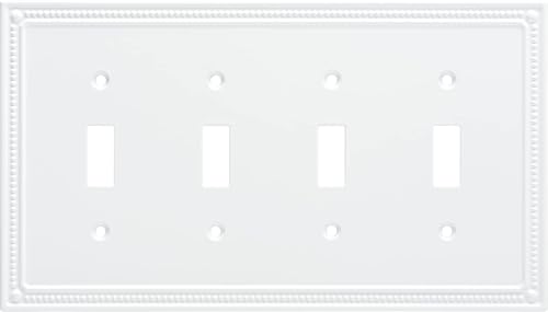 Franklin Brass Classic Beaded (1-Pack) Decorative Light Switch Cover Pure White 2-Gang Wall Plate Double Toggle Electrical Outlet Guard W35061-PW-C