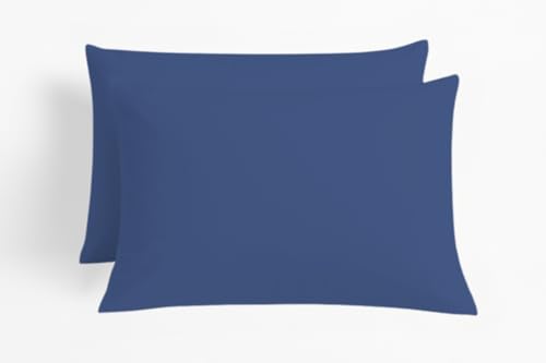 Image of Comfort Beddings 100% Organic Cotton Pack of 2 Youth Pillowcases 16x22 Midnight Blue Pillow Cases with Envelope Closure, Crisp Percale Weave, Soft & Cooling Pillow Covers (Size-16x22, Midnight Blue)