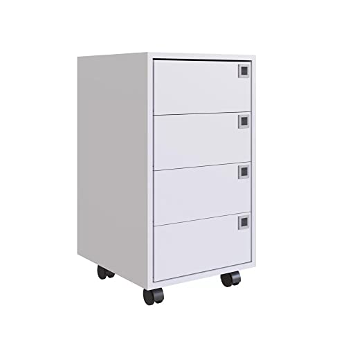Gaveteiro com 4 Gavetas Office Placa e Ponto Branco